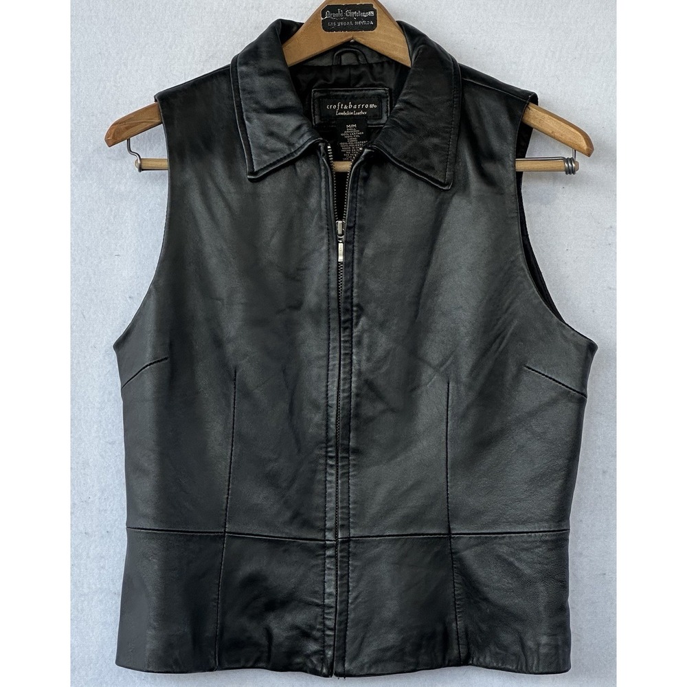 Lambskin Leather Vest Moto Grunge Women's M
